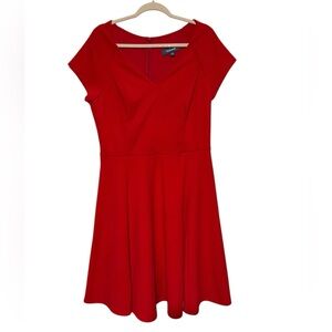 ModCloth Red‎ Sweetheart Neck Fit Flare Dress Plus Size 1X Valentines Date Night